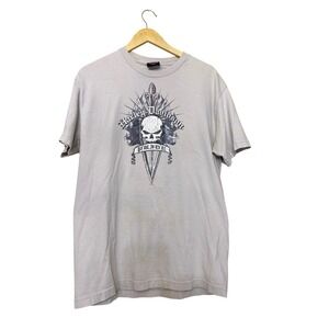Harley Davidson Paris Texas Pride Skull Dagger Graphic T-Shirt Gray 2008 Mens L